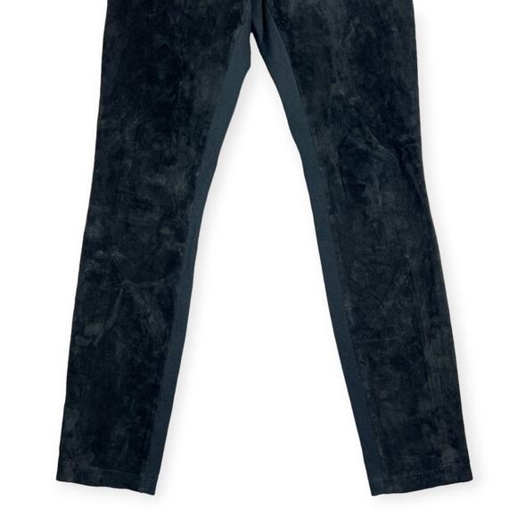 Lafayette 148 Leather Suede Front Stretch Skinny Pants SIZE S Black Leggings - Picture 10 of 11